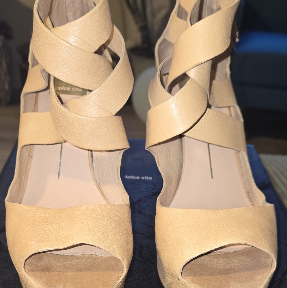 Dolce Vita Jade Nude Strappy Wedges